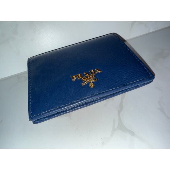 Prada Saffiano Leather Card Case Wallet - Navy Blue - Picture 7 of 8